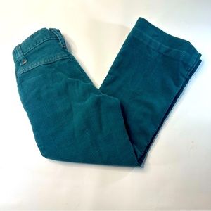 VTG 60s 70s Childrens Boys Corduroy Dark Teal Pants Bootcut Orange Single Stitch